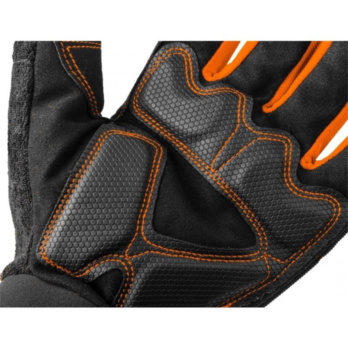 Rękawice NEO TOOLS GD014 spełniają normę EN 388, zapewniając ochronę przed przetarciem i rozdarciem.